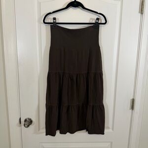 LOFT Brown Tiered Maxi Skirt